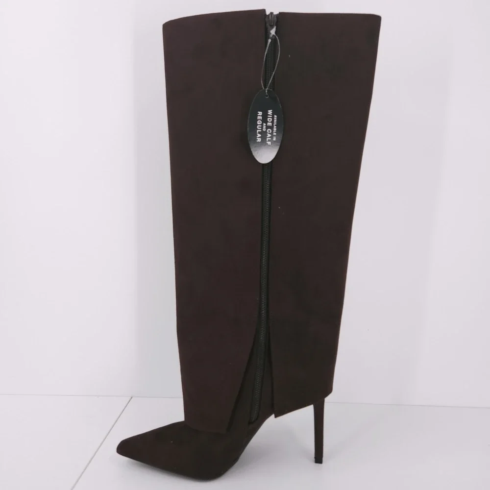 I.N.C Skylar Fold Over Cuffed Knee High Boots Rich Truffle Micro Womens 6.5 M WC